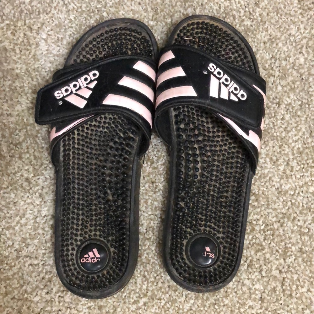 Adidas pink sliders